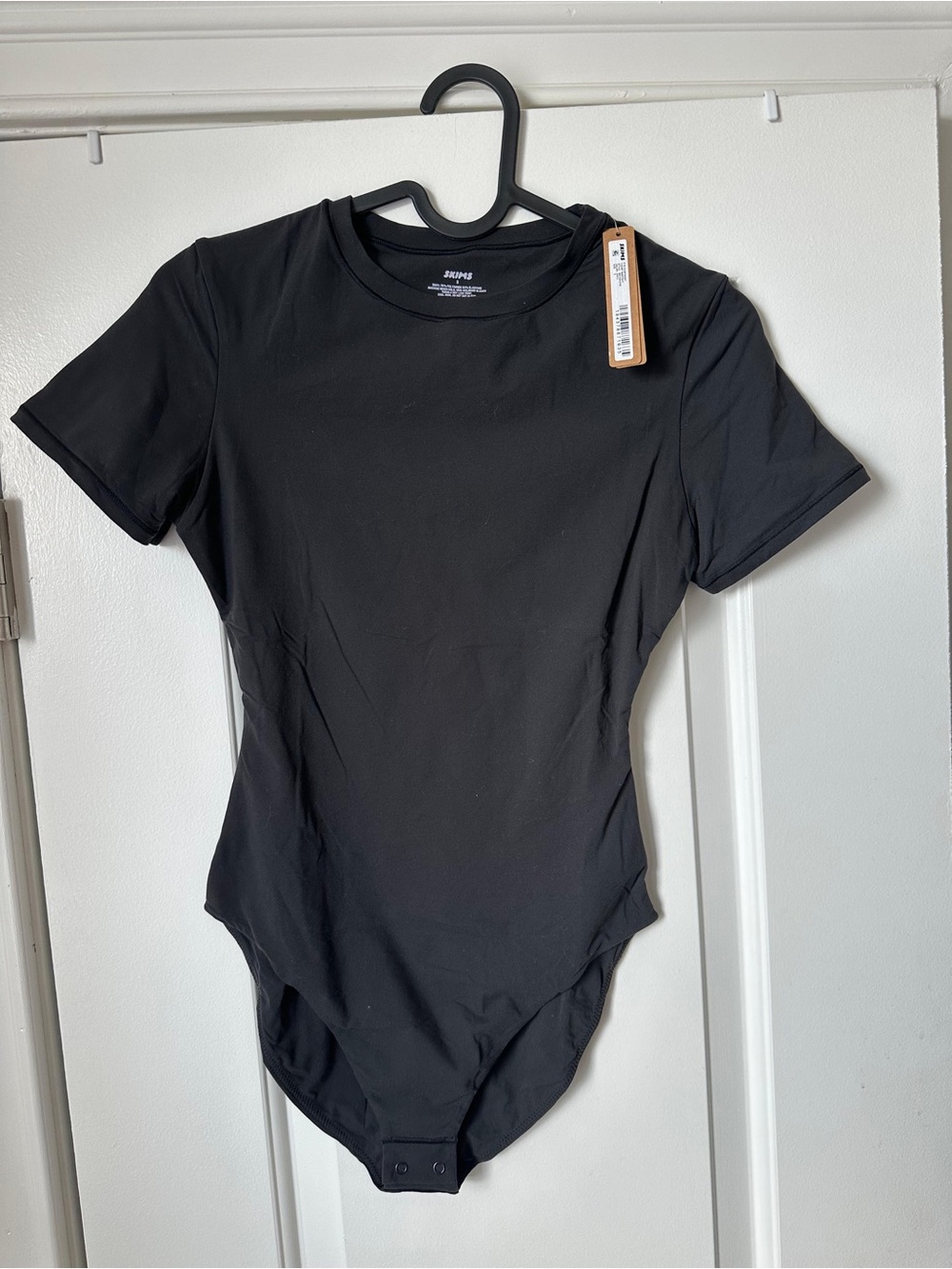 SKIMS Black Short-Sleeve Scoop Bodysuit